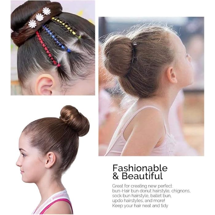 Extra Hair Donut Bun Maker for Kids, Ring Style Bun, 2PCS Chignon Hair Small Doughnut Shaper for Short and Thin Hair (Small, 2.5 Inch/Black） - Image 4
